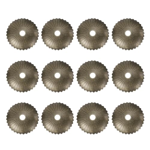 uxcell 12Pcs Cabinet Knob Backplate 1.54Inch Radial Shape Brass Washers Bronze Tone 12