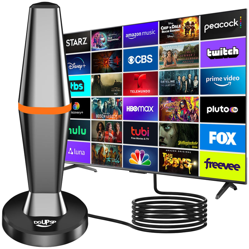 Digital TV Antenna for Smart Tv Indoor Antenna for Tvs Without Cable with Strong Magnetic Base, 360° Reception HD Antennas for TV Indoor 4K Supports Smart & Older TVs -10FT Long Cables