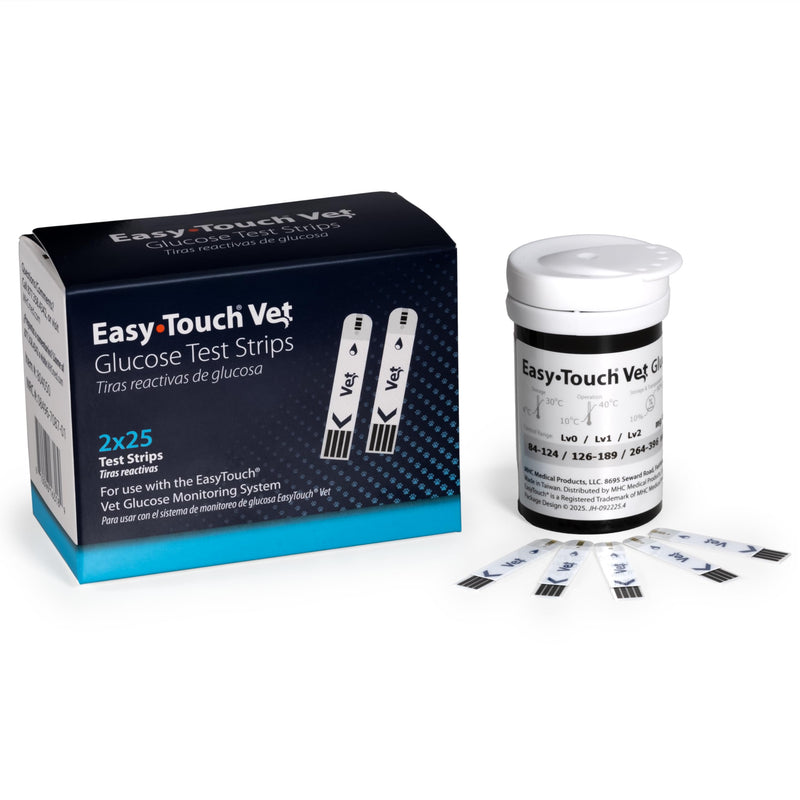 EasyTouch Pet Glucose Test Strips for Dogs & Cats (50 Count) | Compatible with Easy Touch Pet Glucose Monitoring System Pet Glucose Test Strips (50 Count)