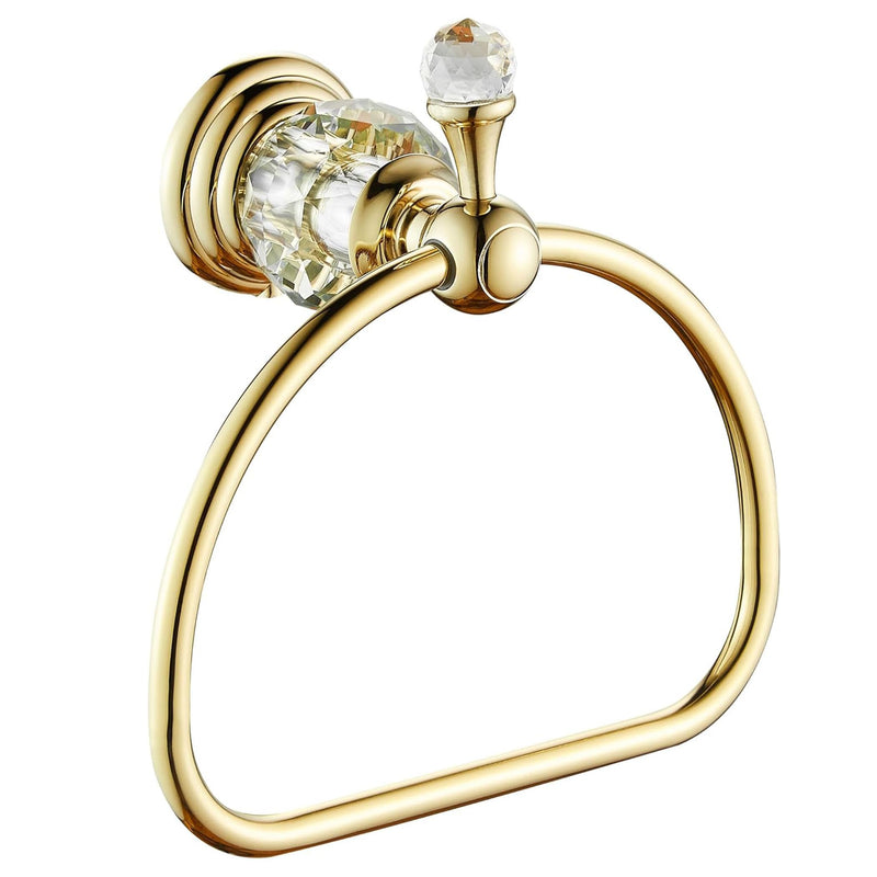 Gold Towel Ring,Crystal Hand Towel Holder Bathroom,Polished Hand Towel Ring Round Rack Wall Mounted Bling Bathroom Accessories Gold B