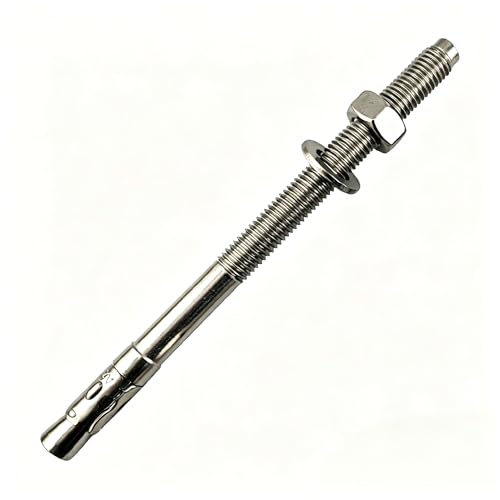 1/2"x7"304 Stainless Steel Wedge Concrete Anchors, Heavy Duty Expansion Bolts, Anti-Rust Masonry Fasteners Complete Kit with Screws Nuts Washers, 5 Pack 1/2x7" Stainless Steel 304