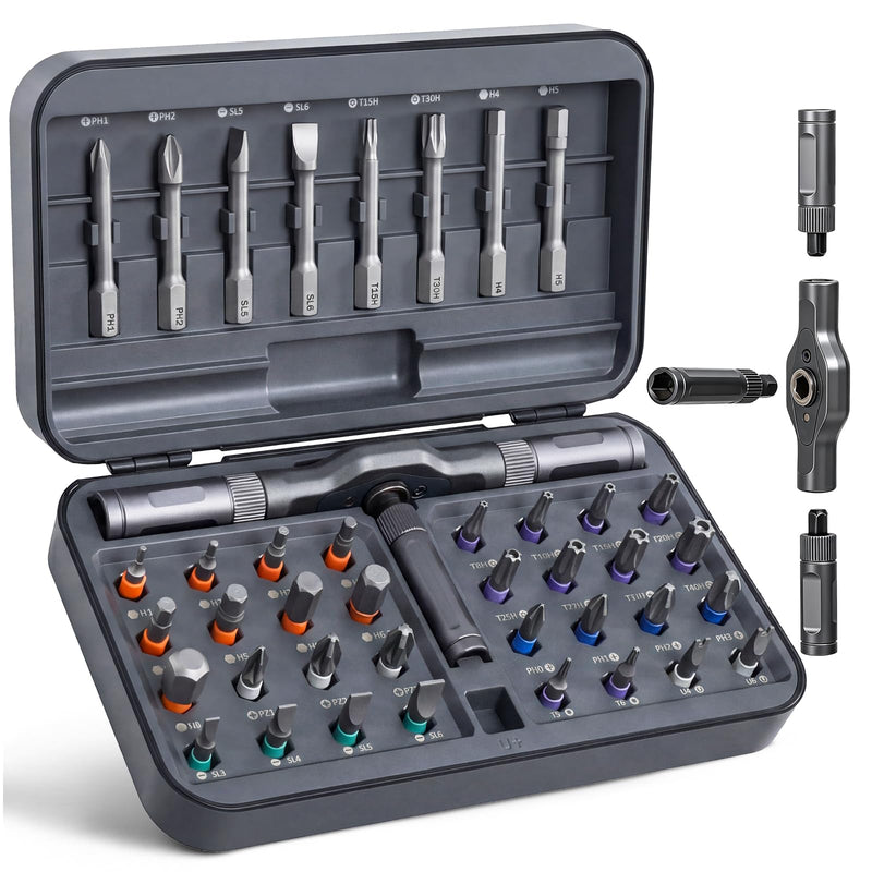 Magnetic Screwdriver Set, 42-in-1 Multi-Bit Ratcheting T-Handle Screwdriver with Storage Case, Repair Tool Kit for Computer, Eyeglasses, Watch, Bicycle, Ring Doorbell, Furniture and DIY 42 IN 1