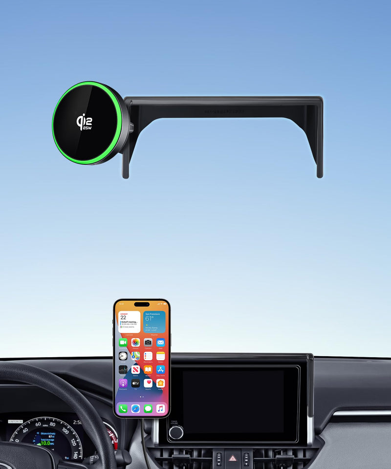 Qi2.2 25W Wireless Charger Car Phone Mount for Toyota RAV4/Hybrid 2019-2025 | 7/8" Screen,Magsafe Accessories Fast Charging Magnetic Cell Phone Holder Clip Compatible with iPhone Android,Navigation Stand