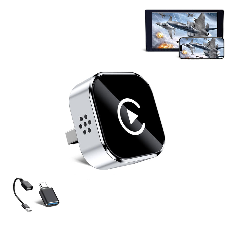 HYPAX Wireless CarPlay Adapter-4 in 1 Screen Mirror Link Car Adapter Android Auto Multi-User Seamless Connection Converts Wired to Wireless CarPlay Adapter - No Latency from iOS 10+ to Screen w/USB-C