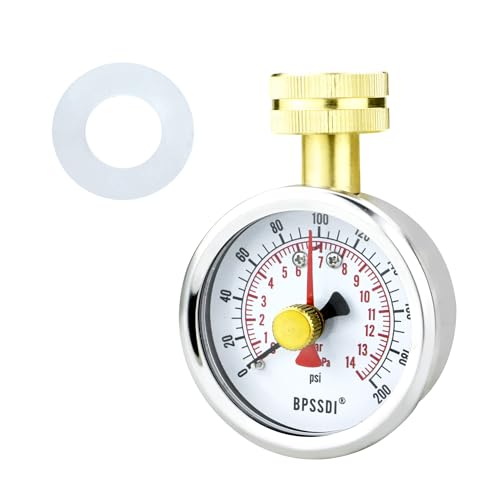 0-200 Psi Water Pressure Gauge Test with Lazy Hand, Lead-Free, 2.5" Dial Size, Durable 3/4” Hose Thread, 304 Stainless Steel Case, Home Water Pressure Tester (Double-0-200psi) Double-0-200psi