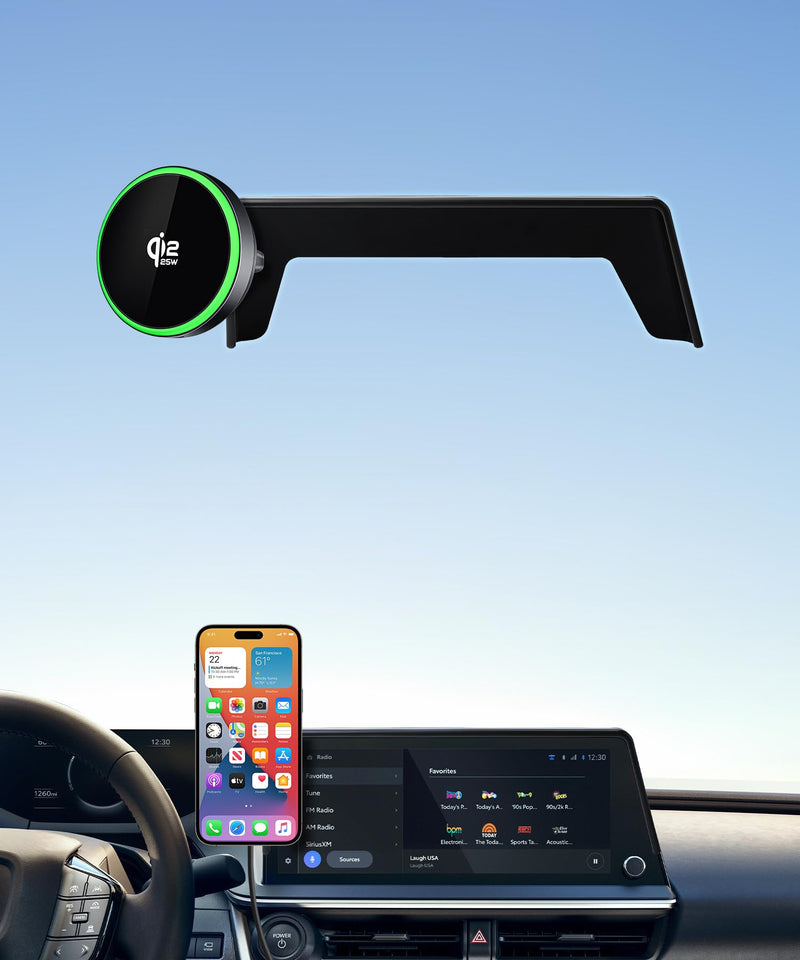 Qi2.2 25W Wireless Charger Car Phone Mount for Toyota Prius 2023-2026 | 12.3" Screen, Magsafe Accessories Fast Charging Magnetic Cell Phone Holder Clip Compatible with iPhone Android, GPS Bracket