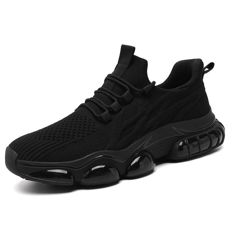 Men's Running Shoes Walking Sneakers Breathable Non Slip Fashion Casual Sport Shoe with Air Cushion Sole Gym Training for All-Day Comfort 10 All_black