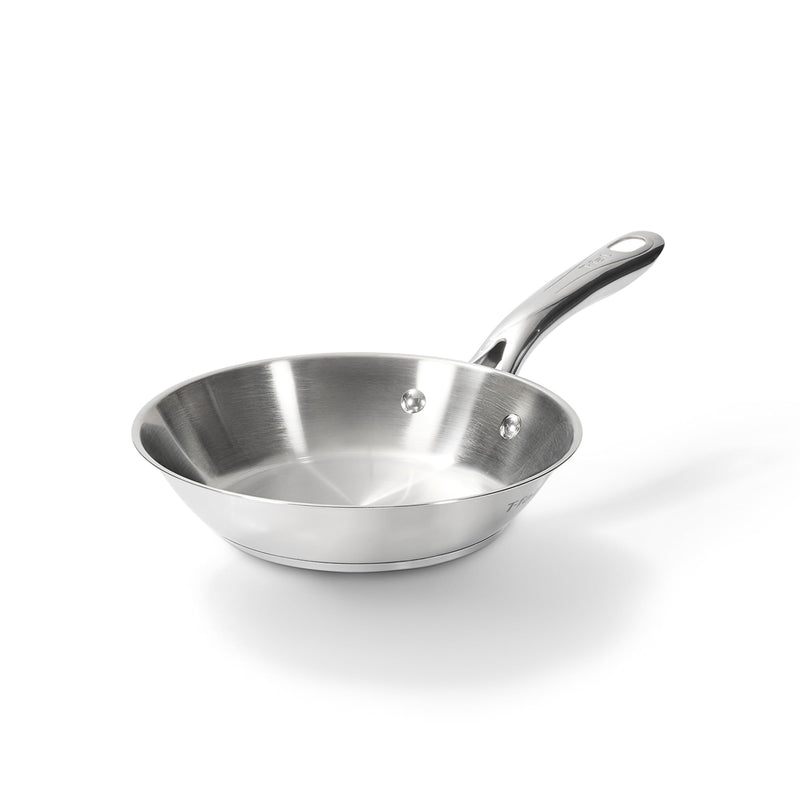 T-Fal Gourmet Stainless Steel Fry Pan 8.5 Inch Induction Compatible Skillet Pan, Fast and Even Heating, Oven Safe to 500F, Professional Grade Cookware for Home Chefs 8-Inch