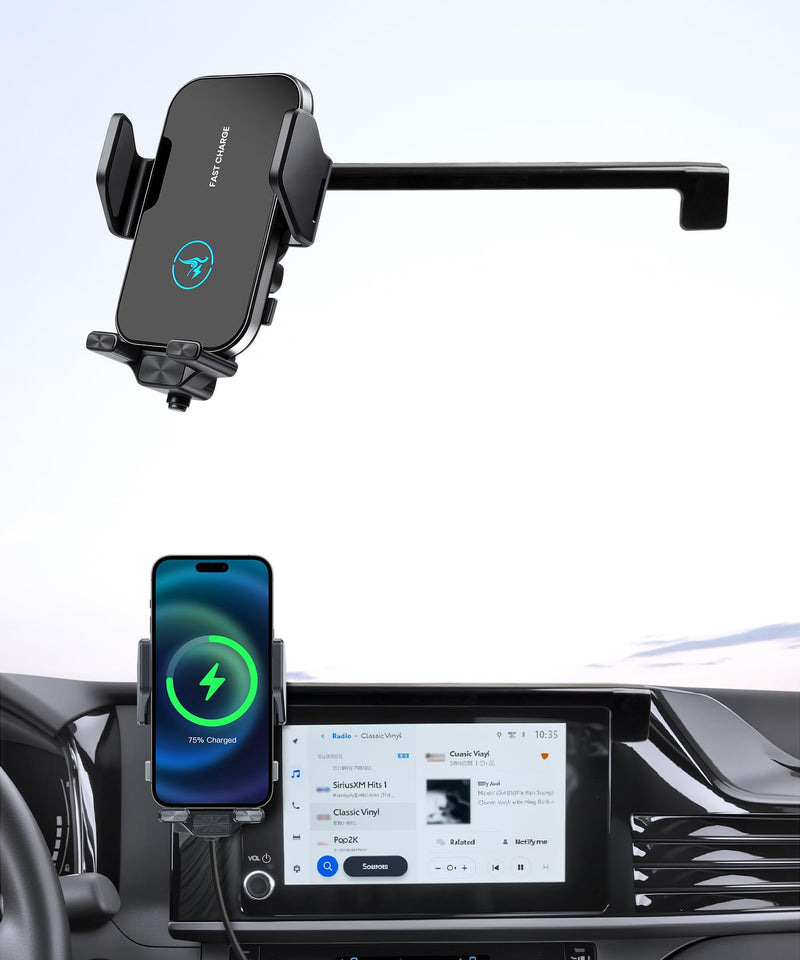 Wireless Charger Car Phone Mount for Toyota Camry LE/SE 2025-2026 8" Screen | Auto Clamp Cell Phone Mount Accessories 15W Qi Fast Charging Stand Compatible with iPhone Android,360° Navigation Bracket for 2025-2026 Camry LE/SE(8 inch screen only)