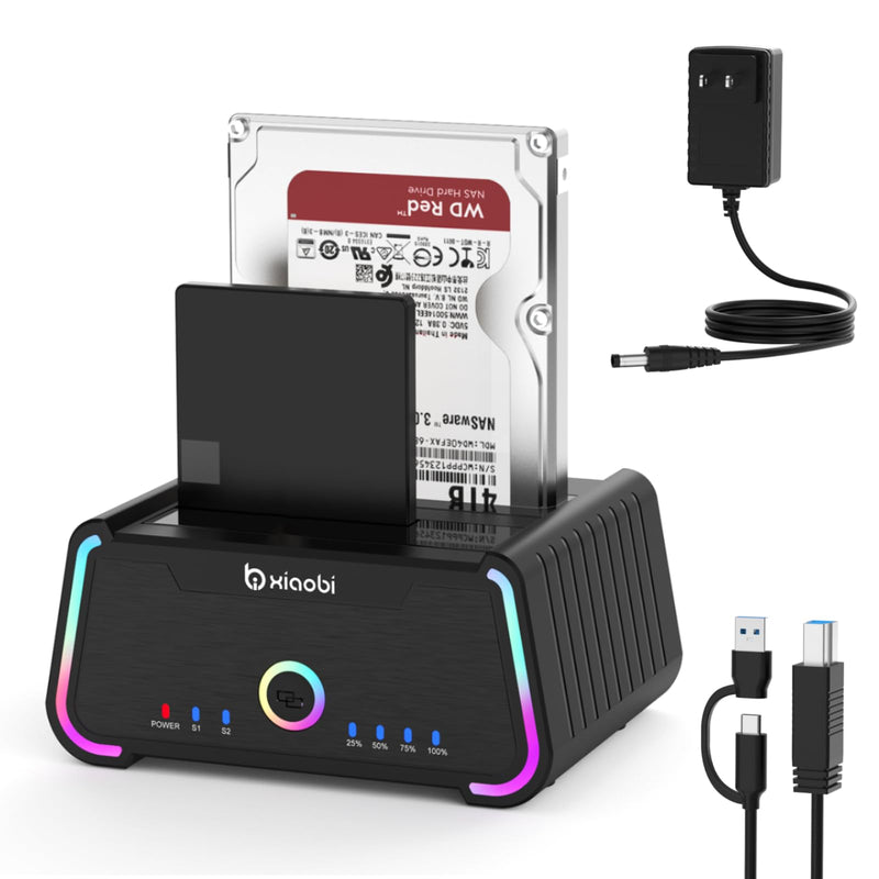 Hard Drive Docking Station , USB C Dual Bay Dock for 2.5/3.5" SATA HDD SSD | Hard Drive Reader Up to 5Gbps, Support UASP Offline Clone Function