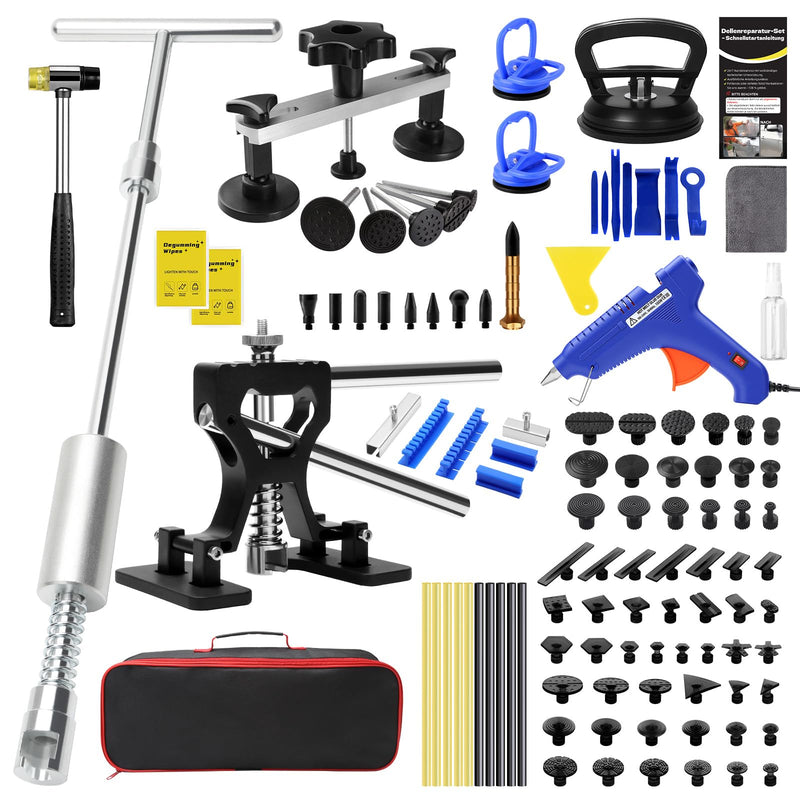 Dent Puller Kit for Car, Paintless Dent Removal Kit with Lightweight Metal Dent Lifter & 2-in-1 T-bar Puller, 100W Hot Glue Gun & High Viscosity Glue Sticks for Auto Body Dent Repair PDR KIT-120PCS