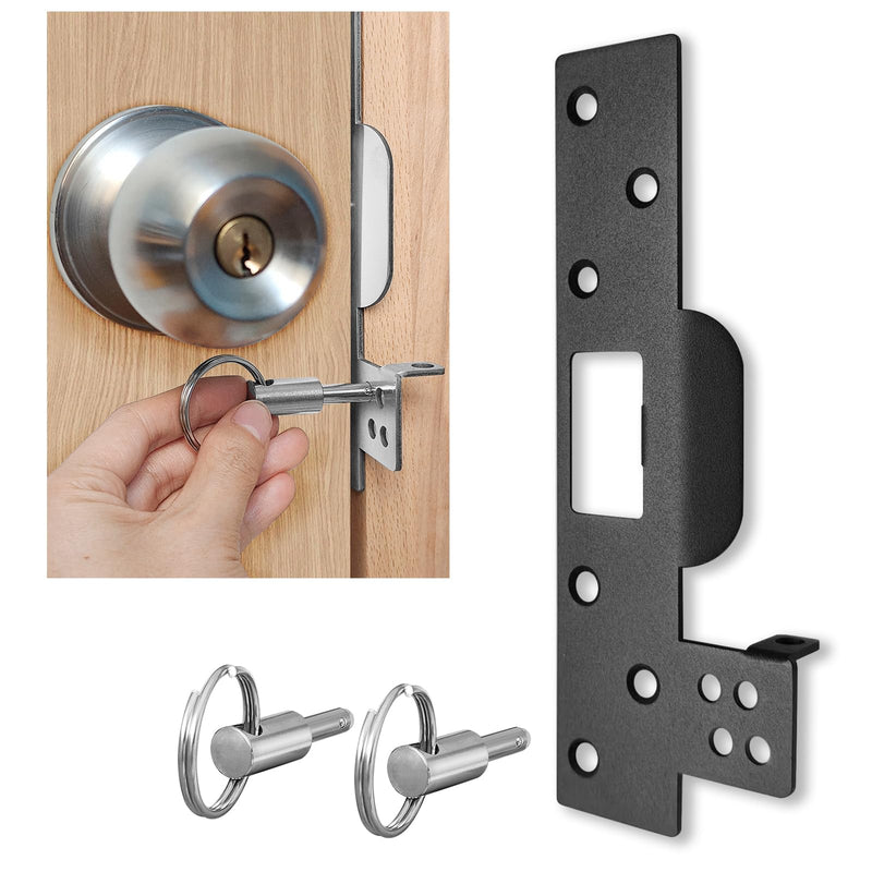Door Strike Plate with Barricade Pins, 7" Extra Long, Heavy Duty | Forced Entry Resistance, Anti-Theft Reinforcement for Home/Apartment/Bedroom, Heavy Duty Striker 1 Pack Matte Black