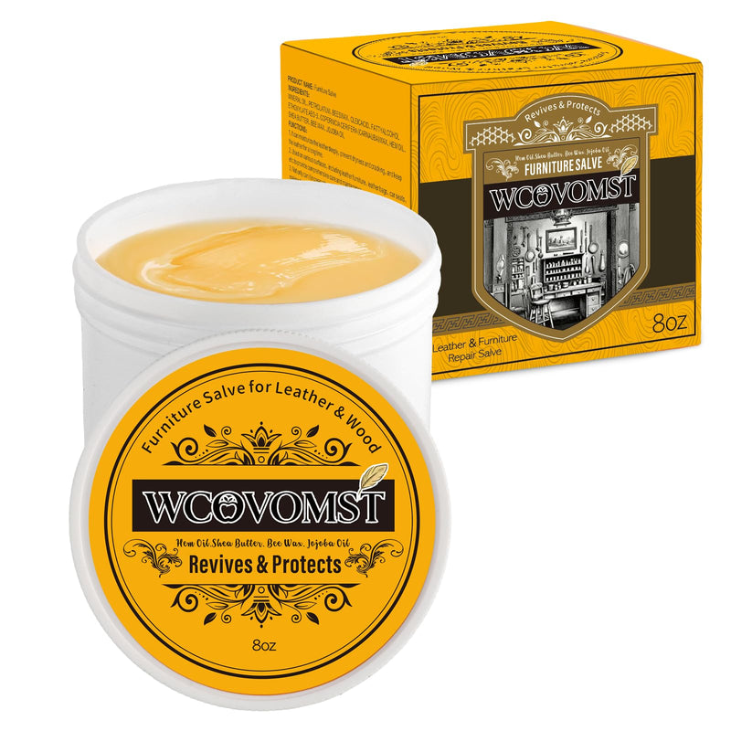 Leather & Furniture Repair Salve - Restorer, Conditioner & Polish for Couch, Car Seat, Bag, Boot | Prevents Cracking, Fading & Water Stains | UV Protectant for Leather, Wood, Vinyl - 8oz 8 Ounces