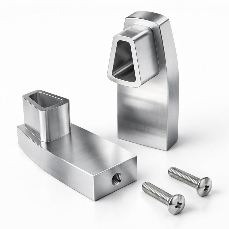 Solid Aluminum Shower Door Towel Bar Brackets – Heavy-Duty Metal Replacement Brackets for Alumax & Basco Framed Doors – Rust-Proof Shower Door Handle Replacement Parts (2-Pack, Silver)