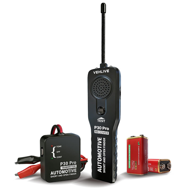 P30 Pro Circuit Tracer with Dual LED Lights, Automotive Electrical Open & Short Finder, Fault Probe Cable Tester, Diagnostic Tool for Vehicle Wiring Repair, Cable Toner, DC 6-42V(With Battery) With Battery