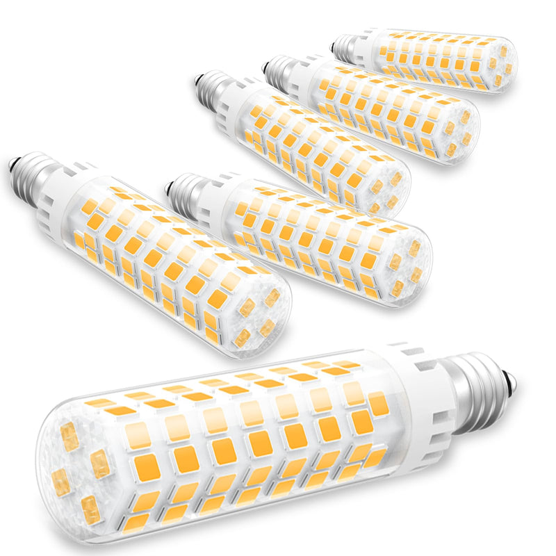 E12 100W Dimmable Replacement LED Candelabra Bulbs C7 3000K Warm White 10W 1000 Lumen T6 LED Chandelier Light Bulbs for Ceiling Fan Pendant Lighting Salt Lamp, 6 Pack