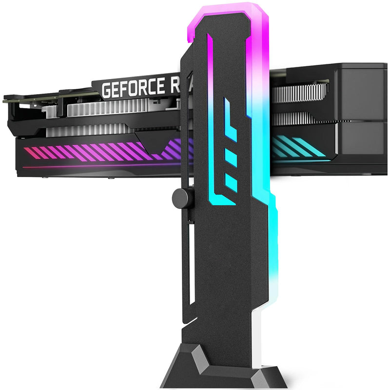 GPU Support Bracket, GSCOLER Universal GPU Anti Sag Bracket, 60-163mm Adjustable GPU Stand for Heavy-Duty Graphics Card Support, 16.8M RGB Modes GPU Brace with Magnet & Non-Slip Base for Video Cards