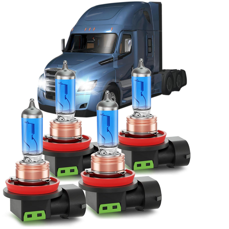 Fits for 2008-2023 Freightliner Cascadia Halogen Headlight Bulbs Combo, Ultra Bright 5000K White High Low Beam Headlight Bulbs, Plug and Play, 4 Pack