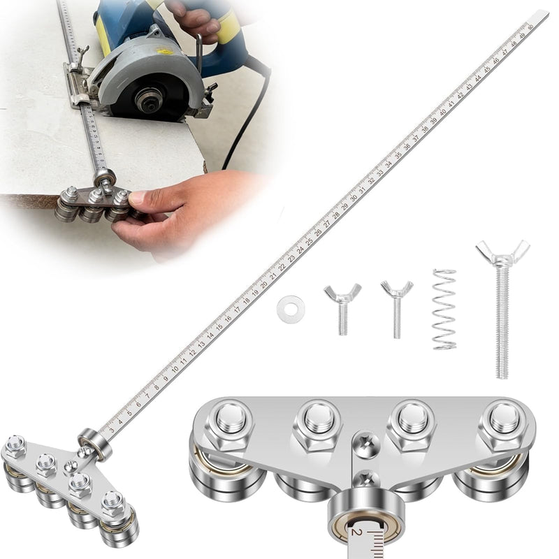 Circular Saw Guide Rail, Positioning Calipers for Circular Saw, Stainless Steel Rip Cut Circular Saw Guide, Adjustable Guide Rail for Woodworking Positioning Cutting (Four axis 50cm) Four axis 50cm