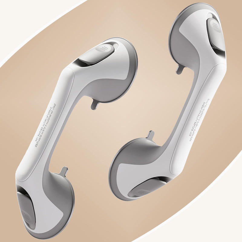 2 Pack 12 Inch Grab Bars for Bathtubs and Showers for Seniors, Heavy Duty Shower Handle for Elderly, Suction Cup Removable Handrails Handicap Bath Grip Bathroom Upgrade Safety Grips (Gray) 12″ Gray