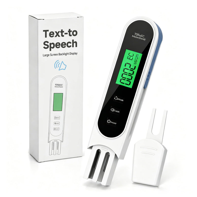 2026 Drinking Water Tester; Digital TDS Meter with Voice Announcement of Test Results; Suitable for Aquariums, Household Distilled Water, and Pool Water Testing Kits (White) White