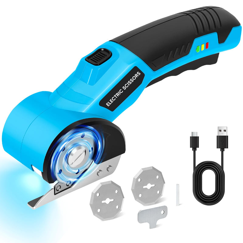 Upgraded Cordless Electric Scissors, Cardboard Cutter Electric 4.2V 360RPM 2000mAh, Rechargeable Electric Scissors for Cardboard,For Thin Cardboard Box Carpet Leather,Paper,Fabric,Carpet,Plastic