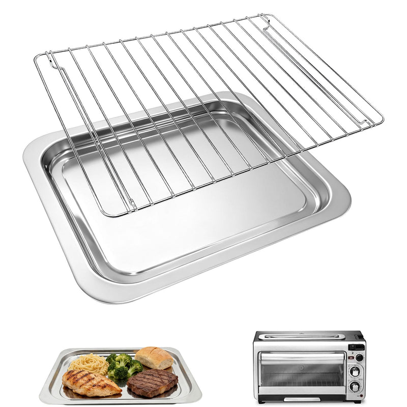 Replacement Parts for Hamilton Beach 2 in 1 2 Slice 31156 Countertop Toaster Oven, 12.6×9 IN Stainless Steel Food Grade Toaster Oven Accessories Replacement Tray, Dishwasher Safe 12.6×9 IN Set for Hamilton Beach 2 Slice