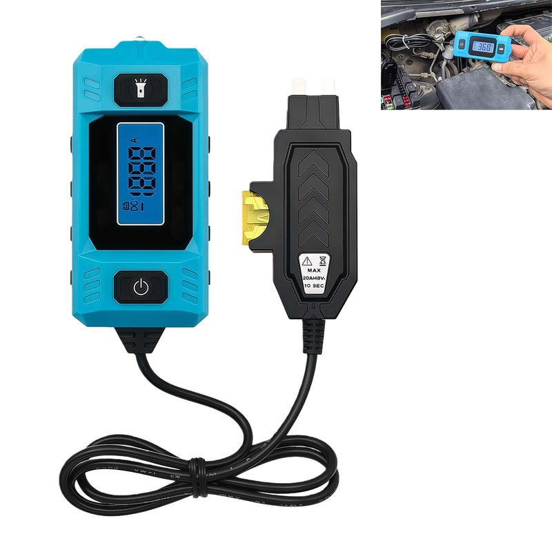 EMESAK Automotive Current Draw Tester, High Precision 0.01A-19.99A Fuse Ammeter, Circuit Fault Finder with LED Lighting and LCD Display for Vehicle Parasitic Drain Diagnosis for Various Vehicles (1pc)