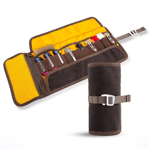 Tool Roll Bag Organizer, Waxed Canvas Small Tool Roll, Rolls Up Pencil Case