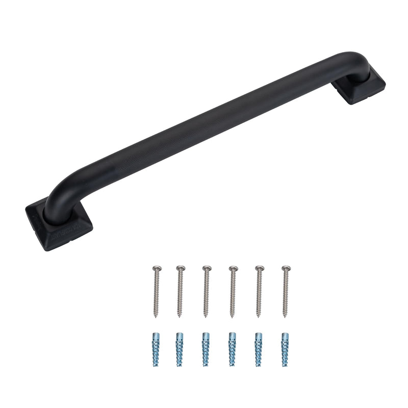 Bathroom SafetyGrab Bars for Elderly Seniors,Anti-Slip Shower Handles Toilet Grab Bars,High Weight Capacity,Wall Mounted Grab Bars for Bathtub Shower,Black Grab Bars (Black Knurled, 12-inch Grab Bar)
