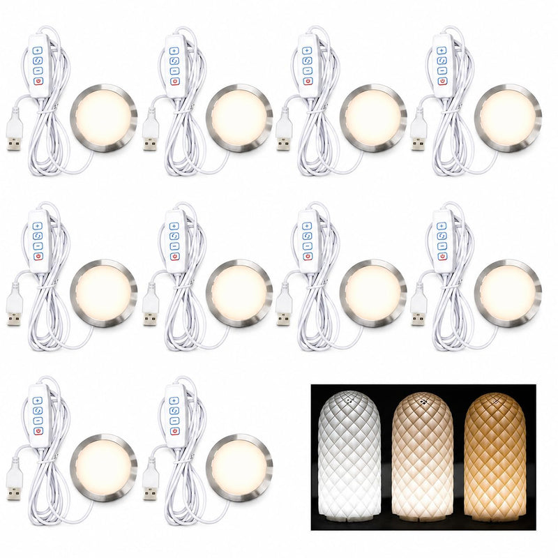 LED Lamp Kit 001 3D Printer Accessories for Bambu Lab H2D/X1/P1P/A1 mini Makerworld Light DIY Hardware Model Spare Parts 5V USB Powered, 3000K Warm Light Three Colors(10PCS) 10