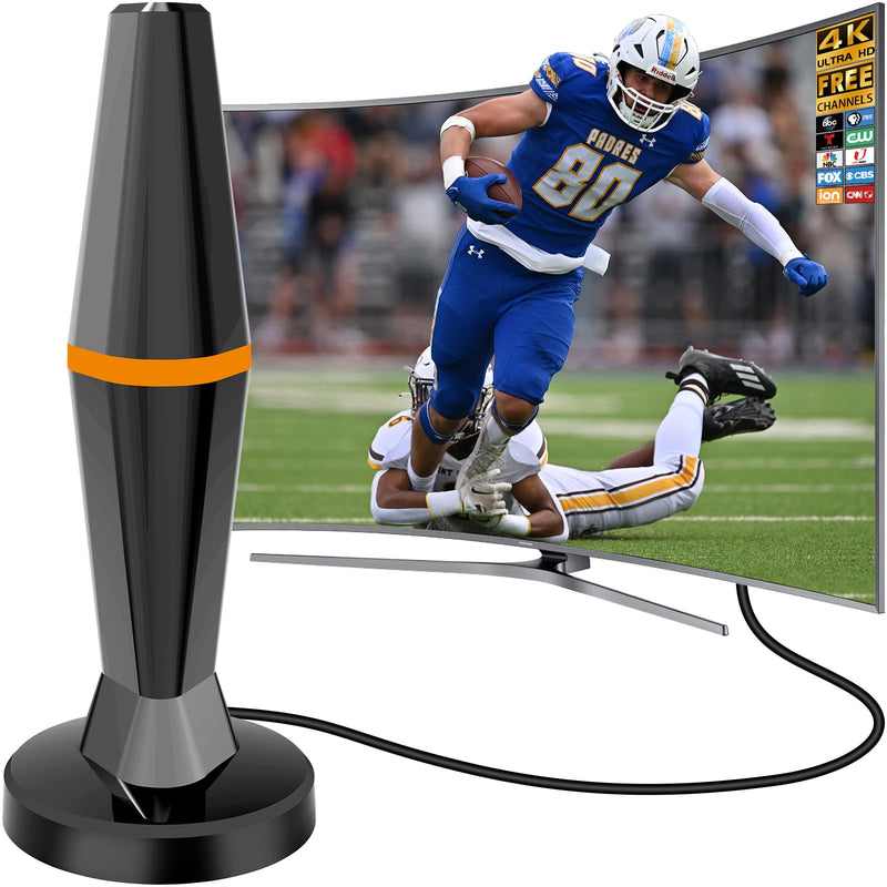 Smart TV Antennas for Local Channels,TV Antenna Indoor for Long Range 360° Reception, Digital Antenna for Easy Installation and All Smart/Old TVs, Supports 4K 1080P HD/VHF/UHF Black