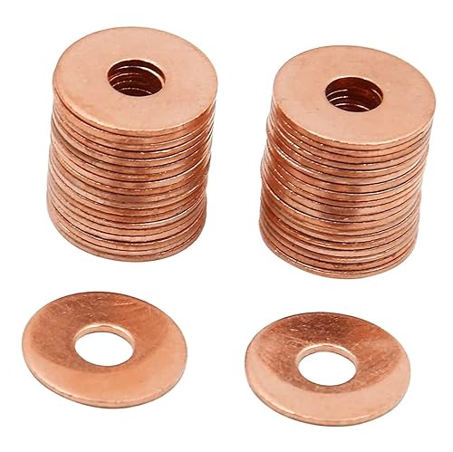20PCS M6 Copper Washers, M6 x 18mm x 1mm Flat Sealing Rings Oil Sump Plug Gaskets for Bolts Nuts Fittings