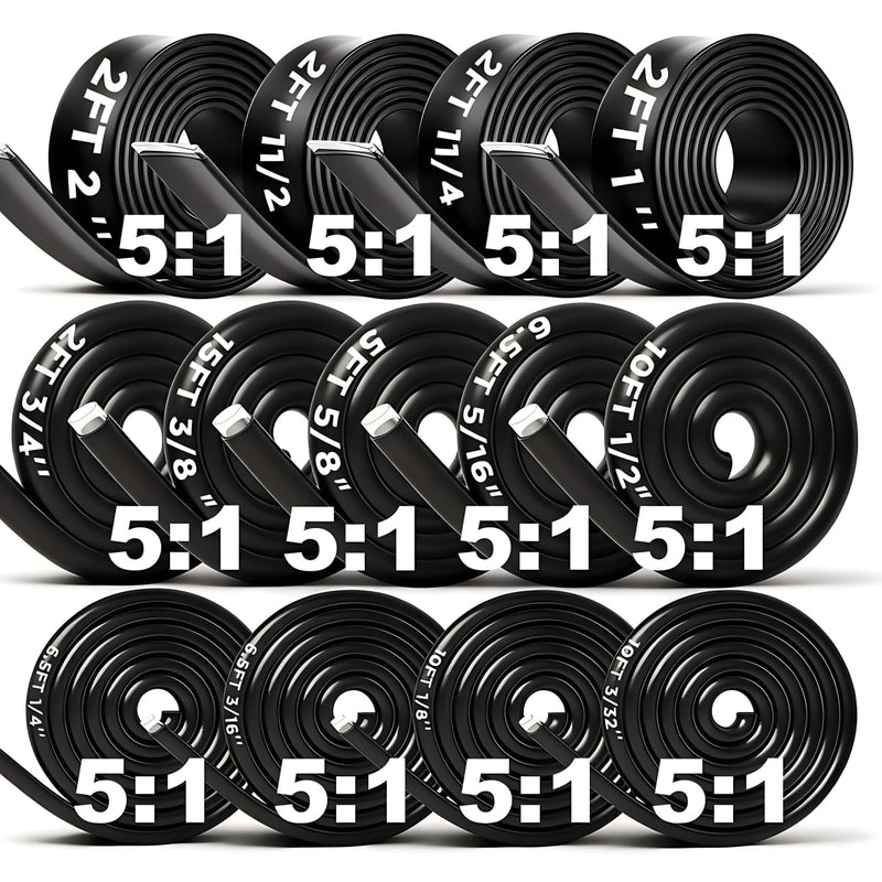 13-Size Heat Shrink Tubing Roll Kit, 5:1 Adhesive Lined, 13 Diameters, Total 76.5 Ft Marine Grade Dual Wall, Waterproof Electrical Wire Shrink Wrap Tubing – for Industrial & Automotive (Black) Black