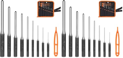 HORUSDY 9 Pieces Roll Pin Punch Set, Removing Repair Tool with Holder for Automotive, Watch Repair, Jewelry and Craft (Pack of 2) 9 Pieces Roll Pin Punch Set (Pack of 2)