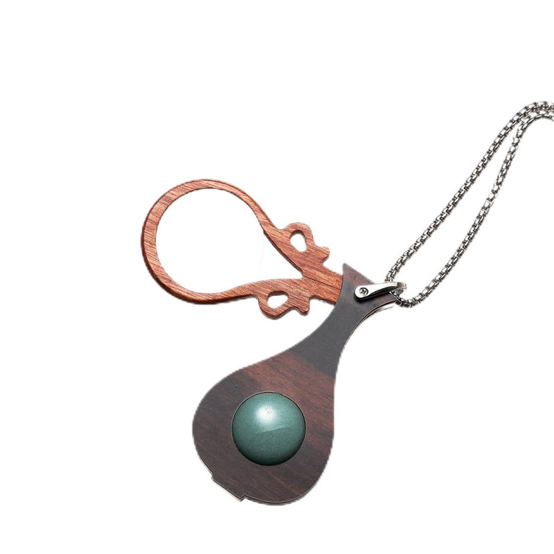 Handmade Gourd-Shaped Reading Glasses +4.00 Eco-Friendly Portable Pocket Reader Celadon-Glazed Bead Pendant Magnifier(Ebony) Ebony