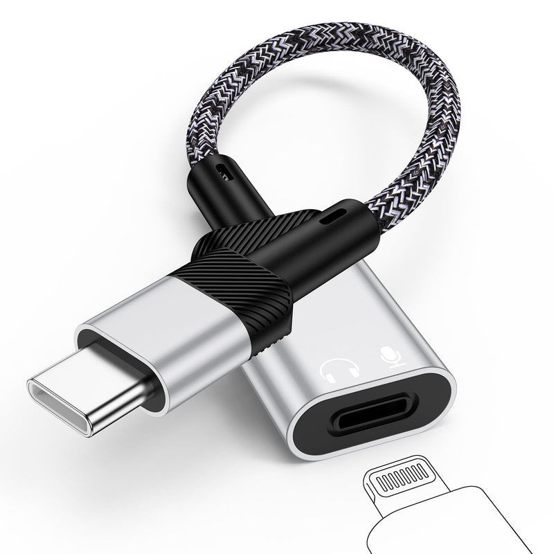 USB C to Lightning Headphone Audio Adapter for iPhone 17e 17 Air Pro Max Air 16e 16 15 Pro Max Plus,iPad,MacBook, USB C Male to Lightning Female Earbuds Audio Adapter Earphone Converter (NO CHARGE) Gray