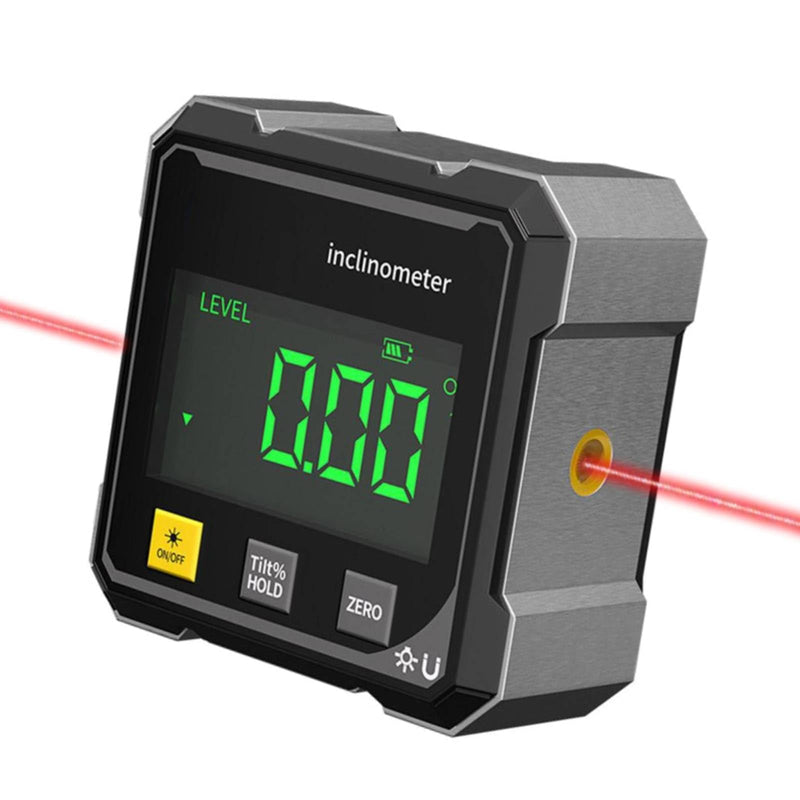 Digital Angle Finder with Electronic Laser & 4-Side Magnetic Base - Electronic Inclinometer with LED Display Cube Inclinometer, Table Saw Miter Protractor, Woodworking Measuring Tool, Level Box