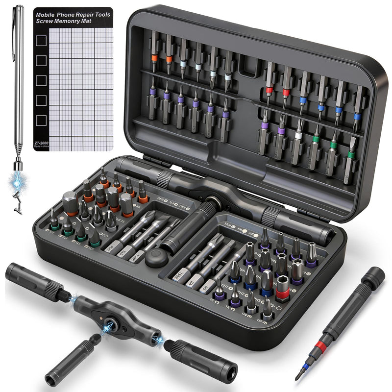  [AUSTRALIA] - KELIN 68 IN 1 Magnetic Ratchet Screwdriver Set, T Handle Ratchet Screwdriver Kits with S2 Steel Bits for Home Daily Repair, Precision Electrical Appliance Repair, for Men Husband 68 PCS Grey