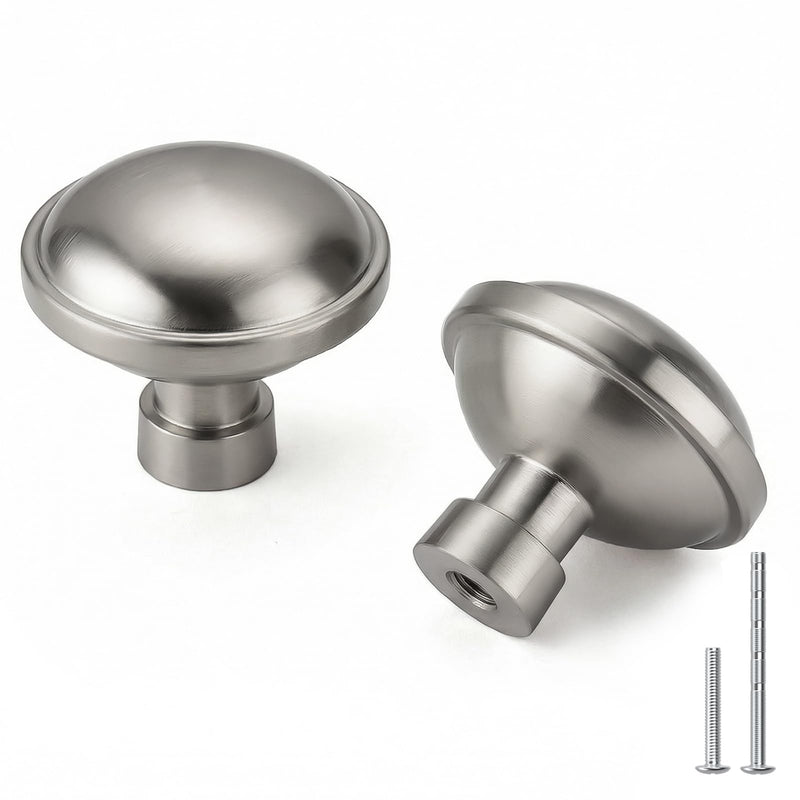 Goldenwarm 10 Pack Drawer Knobs 1-1/4 Inch Brushed Satin Nickel Kitchen Cabinet Knobs - Solid Round Dresser Drawer Knobs - Modern Cabinet Hardware for Bathroom Vanity Cabinets and Dressers Drawers Knob(1-1/4 In)
