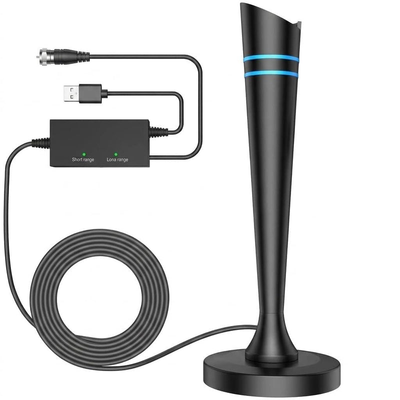 TV Antenna Indoor for smart TV, Digital Antenna for Smart TV with Local Channels, TV Antenna Long Range Reception with Amplifier Signal Booster, 360° Strong Reception, Supports 4K 1080p HD