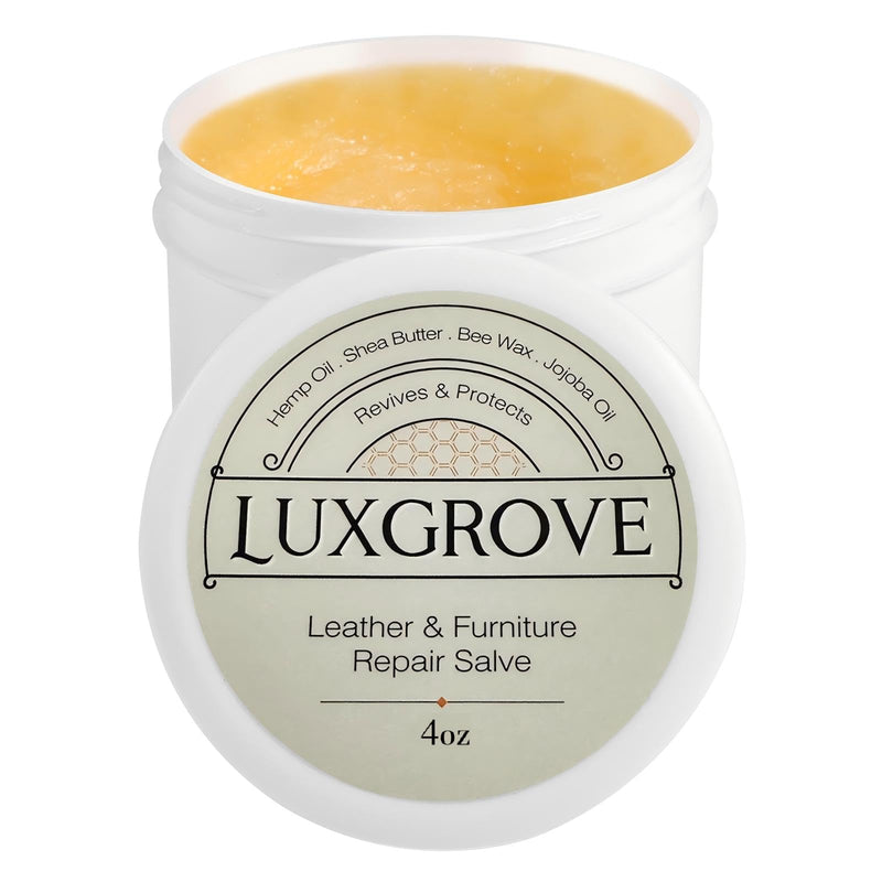  [AUSTRALIA] - LUXGROVE® Leather & Furniture Repair Salve- Polisher, Leather Cleaner & Conditioner to Soften, Protect & Restore Leathercraft, Leathers Soap for Car Seat, Couch, Shoe, Purse, Boot & Saddles - 4oz 4 Ounce (Pack of 1)
