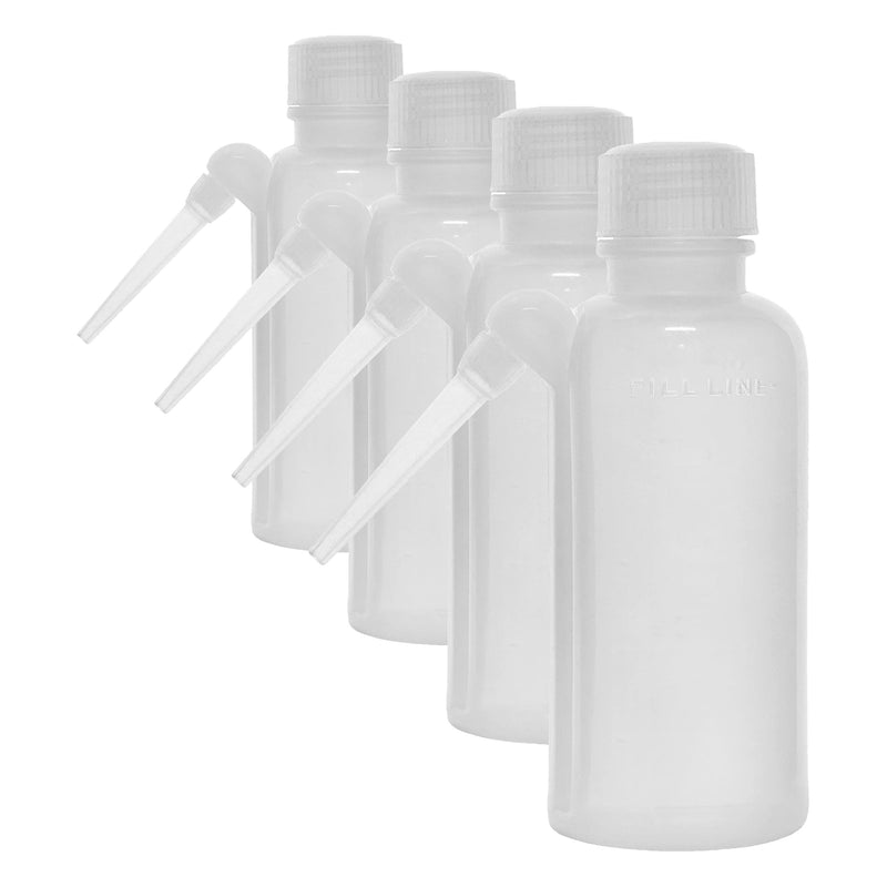 EISCO Wash Bottle, 125ml - Polyethylene - Translucent, Unbreakable - Screw Cap with Down Spout for Dispensing Liquid Labs (Pack of 4) 4.2 Ounces (Pack of 4)