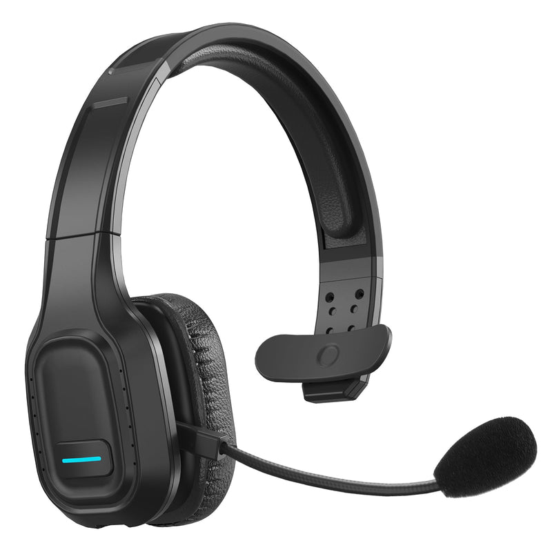 Bluetooth Headset for Truck Drivers, Single Ear Wireless Headphone with Noise Cancelling Mic, Mute Button, Hands-Free Calling, 60H Battery Life for Call Center, Office & Mobile Phone