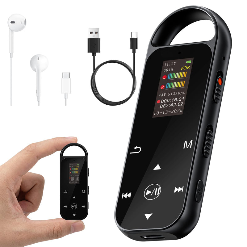 64GB Digital Voice Recorder,4600 Hours HD Voice Activated Recorder | AI-Intelligent Noise Reduction,A-B Repeat,Touch Button,Password,USB-C Recording Device for Lectures,Meetings,Interviews