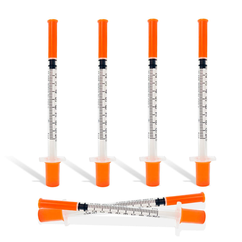 100 Pack U-100 1ml 30G 5/16 Inch (8mm) Syringes with Needle, Individual Wrapped 1ml 30G 5/16" 100 Pack