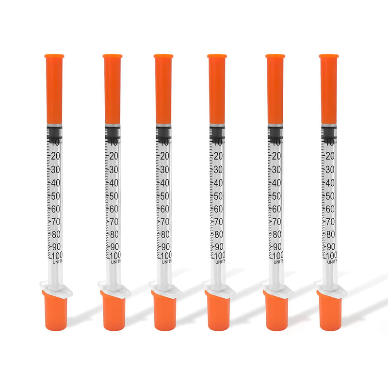 100 Pack U-100 Syringes with Needle, 1ml 30G 5/16" 8mm Syringe, Individually Sealed Packaging 1ml 30G 5/16 inch 100 Pack