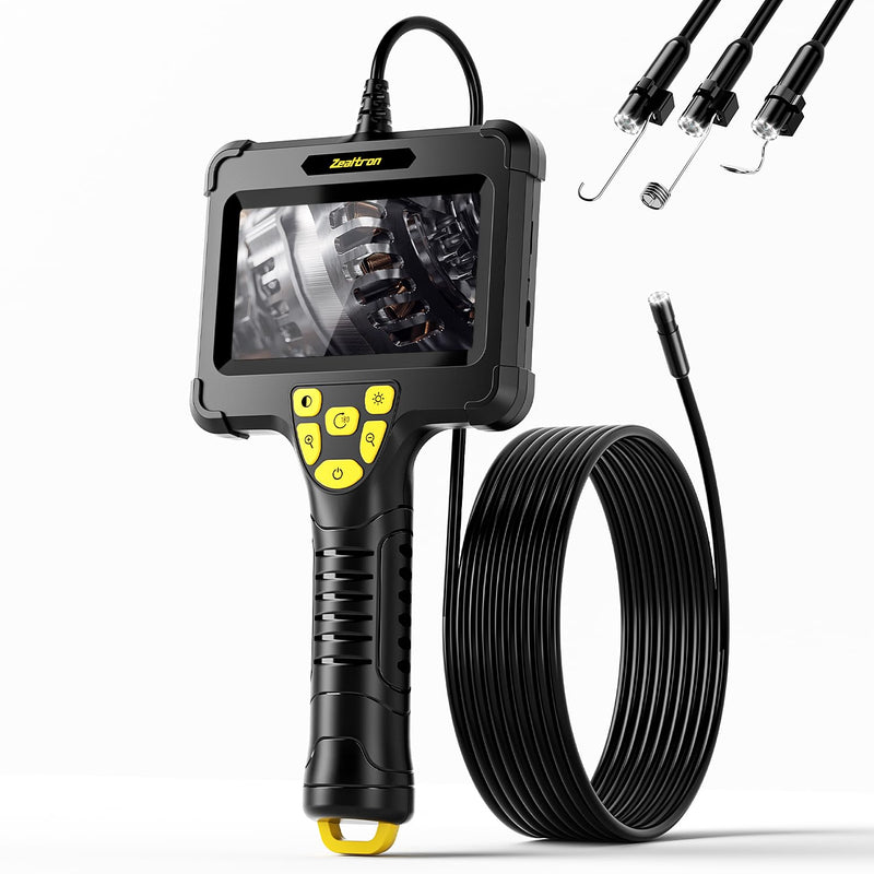 Handheld Endoscope Camera with Light – 16.5FT Semi-Rigid Cable 4.3'' IPS Screen Snake Camera with 8 LED Lights, IP67 Waterproof Borescope for Automotive Repair, Plumbing Inspection, HVAC