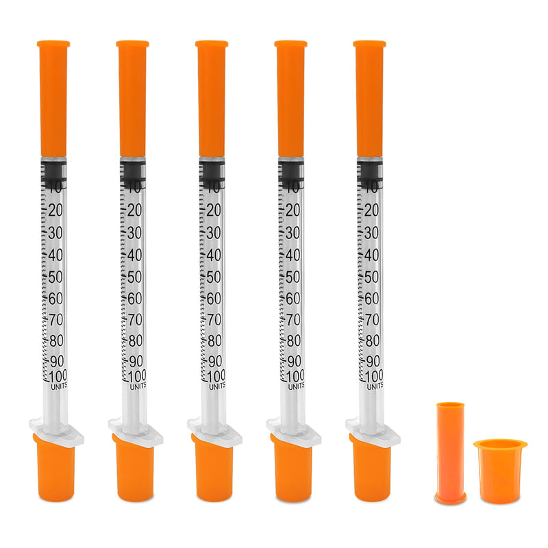 100 Pack U-100 Syringes, 1ml/cc 30G 5/16" (8mm) Disposable Syringe, Individually Packed 1ml 5/16 inch 30G 100