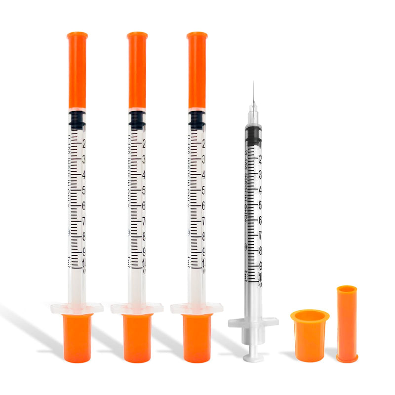 100 Pack Syringes with Needle, U-100 1ml 30G 5/16" 8mm Syringe, Individually Sealed 1ml 30G 5/16" 100 Pack